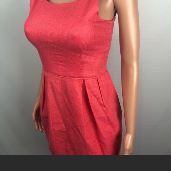 J Crew coral fit and flare dress. Fully lined - Picture 6 of 8